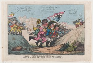 Kuningas Joen retriitti Madridista, 21. elokuuta 1808, 21. elokuuta 1808. tekijältä Thomas Rowlandson
