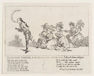 La politesse Françoise eli Englantilaisten naisten vetoomus Hänen korkeudelleen Mushrolle..., 4. toukokuuta 1789. tekijältä Thomas Rowlandson