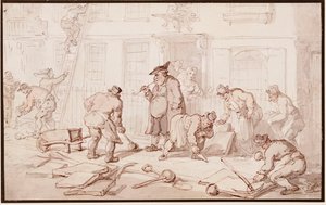 Työläiset kaatavat jalkakäytävää tekijältä Thomas Rowlandson