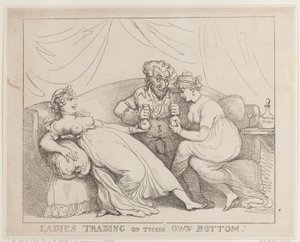 Naiset, jotka käyvät kauppaa omalla takapuolellaan tekijältä Thomas Rowlandson