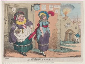 Fregatin laukaisu, [1. helmikuuta 1809], uusintapainos, [1. helmikuuta 1809], uusintapainos. tekijältä Thomas Rowlandson