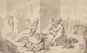 Light-Horse Cavalry Barracks (akvarelli ja kynä ja muste paperille) tekijältä Thomas Rowlandson