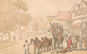 Postivaunun lastaaminen tekijältä Thomas Rowlandson