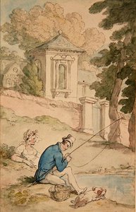 Man Fishing, n. 1780 (kynä & ruskea muste ja akvarelli paperille)
