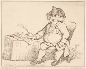 Mies pöydän ääressä tekijältä Thomas Rowlandson