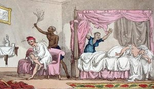 Kurjuutta Intiassa, The Grand Master, or Adventures of Qui Hi? Hindostanissa. Hudibras-runo kahdeksassa laulussa, Quiz, William Combe (1741-1823), julkaisija Thomas Tegg, Lontoo tekijältä Thomas Rowlandson