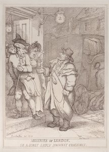 Miseries of London, or a Surly Saucy Hackney Coachman, 4.6.1814., 4.6.1814. tekijältä Thomas Rowlandson