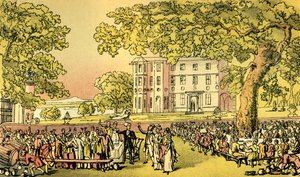 "Neiti Worthyn avioliitto - tohtori Syntax tuolissa" tekijältä Thomas Rowlandson