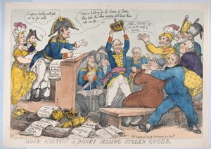Varastettujen tavaroiden valehuutokauppa tai luumyynti, 25. joulukuuta 1813, 25. joulukuuta 1813. tekijältä Thomas Rowlandson