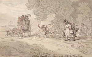 Äiti raivoissaan vai liian myöhäistä nousta lavalle tekijältä Thomas Rowlandson