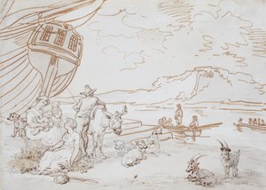 Äiti ja lapset veden äärellä tekijältä Thomas Rowlandson