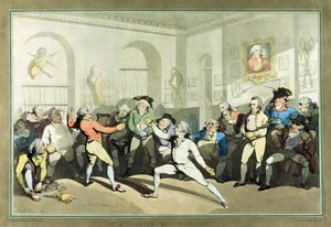Mr H Angelon miekkailuakatemia, kaiverrus Charles Rosenberg, 1791 (käsinvärinen akvatinta) tekijältä Thomas Rowlandson
