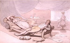 Musiikkia kotona (kynä ja muste, akvarelli) tekijältä Thomas Rowlandson