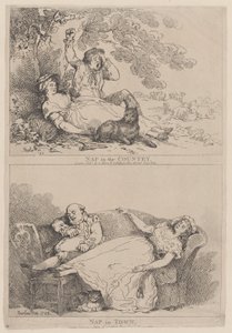 Päiväunet maalla, päiväunet kaupungissa, 1785, 1785. tekijältä Thomas Rowlandson