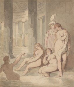 Nymfit roomalaisessa kylpylässä tekijältä Thomas Rowlandson