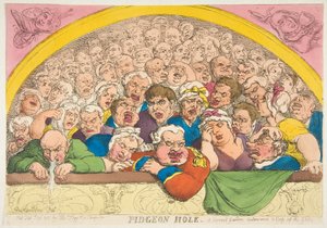 Pigeon Hole. Luostaripuutarhan keino selviytyä jumalista, 20. helmikuuta 1811. tekijältä Thomas Rowlandson