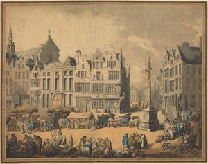 Place de Meir Antwerpenissä tekijältä Thomas Rowlandson