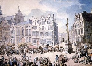 Place de Mer, Antwerpen tekijältä Thomas Rowlandson