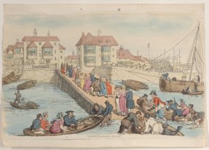Levy 25: Laskeutumispaikka, teoksesta World in Miniature, 1816., 1816. tekijältä Thomas Rowlandson