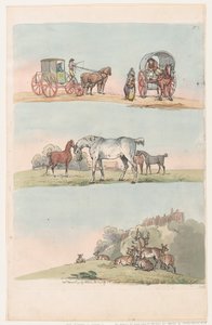 Taulu 3, Figuurien, maisemien ja karjan ääriviivat... oppijoiden käyttöön, Ma..., 8. maaliskuuta 1790. tekijältä Thomas Rowlandson