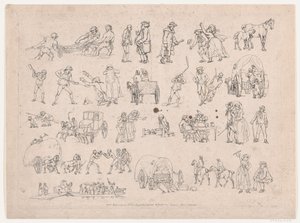 Taulu 4, Figuurien, maisemien ja karjan ääriviivat... oppijoiden käyttöön, Ma..., 8. maaliskuuta 1790. tekijältä Thomas Rowlandson