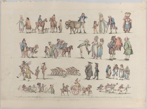 Taulu 6, Figuurien, maisemien ja karjan ääriviivat... oppijoiden käyttöön, Ju..., 20. kesäkuuta 1790. tekijältä Thomas Rowlandson