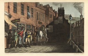 Postitoimisto: Turistit keräävät postia Scarboroughin postitoimistossa tekijältä Thomas Rowlandson