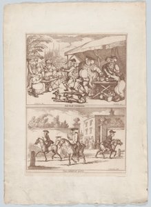 Pot Fair Cambridge ja The College Gate, 1780-90, 1780-90. tekijältä Thomas Rowlandson