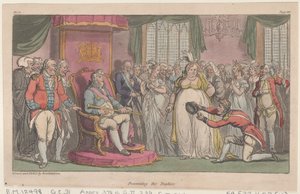 Palkintojen jakaminen teoksesta The Military Adventures of Johnny Newcome, 1815, 1815. tekijältä Thomas Rowlandson