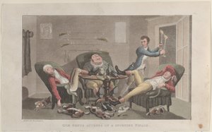 Quae Genus osallistuu urheilun finaaliin, The History of Johnny Quae Genu..., 1. joulukuuta 1821. tekijältä Thomas Rowlandson