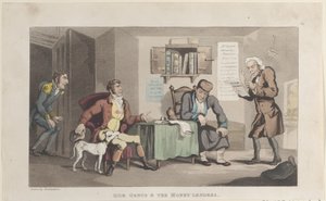 Quae Genus & The Money lainaajat, The History of Johnny Quae Genus, The L..., 1. syyskuuta 1821. tekijältä Thomas Rowlandson
