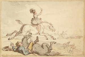 Metsästykseen heitetty ratsastaja tekijältä Thomas Rowlandson