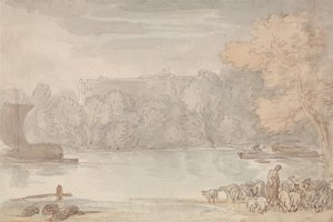 Jokimaisema (Temza Etonissa) tekijältä Thomas Rowlandson