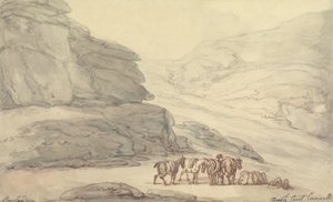 Kalliomainen kohtaus pohjoisrannikolla, Cornwallissa (kynä ja muste ja akvarelli paperille) tekijältä Thomas Rowlandson