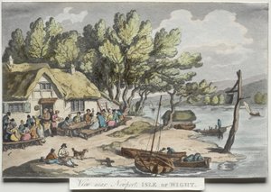 Rowlandsonin Luonnonpiirroksia:  Näkymä Newportin läheltä, Wightin saari tekijältä Thomas Rowlandson