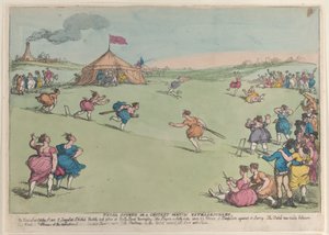 Maaseutuurheilu tai poikkeuksellinen krikettiottelu, 10. lokakuuta 1811, 10. lokakuuta 1811. tekijältä Thomas Rowlandson