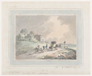 Maalaismainen luonnos eli A Post Chaise Travelling, 1785-99., 1785-99. tekijältä Thomas Rowlandson