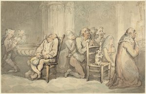 Kohtaus ranskalaisessa kirkossa tekijältä Thomas Rowlandson