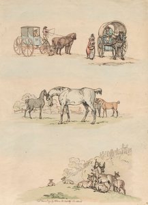 Kuusitoista sarja: Figuurien ja maisemien ääriviivat tekijältä Thomas Rowlandson