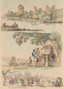 Kuusitoista sarja: Figuurien ja maisemien ääriviivat tekijältä Thomas Rowlandson