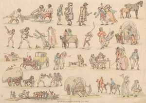 Kuusitoista sarja: Figuurien ja maisemien ääriviivat tekijältä Thomas Rowlandson