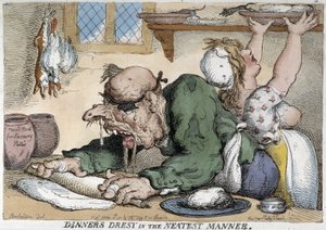 Sairas mies valmistaa ateriaa - Rowlandsonin sarjakuva tekijältä Thomas Rowlandson