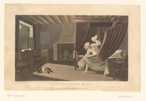 Makuuhuone, jossa rotat syövät tohtori Syntaxin peruukkia tekijältä Thomas Rowlandson