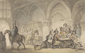Sotilaat juhlimassa majatalossa tekijältä Thomas Rowlandson