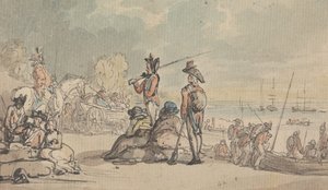 Sotilaat nousemassa alukseen tekijältä Thomas Rowlandson