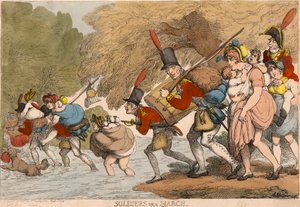 Soldados em Marcha: "Para arrumar seus farrapos e seguir o Tambor" finlandês tekijältä Thomas Rowlandson