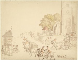Putney Bridgen eteläpuoli tekijältä Thomas Rowlandson