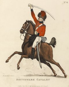 Southwarkin ratsuväki, n. 1799 (värillinen akvatinta) tekijältä Thomas Rowlandson