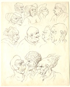 Groteskien päiden tutkielmia tekijältä Thomas Rowlandson