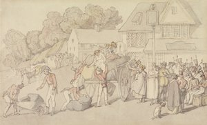 Miliisijoukon saapuminen majataloon tekijältä Thomas Rowlandson